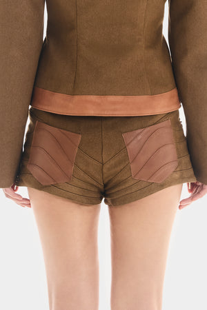 Denim-Leather Short