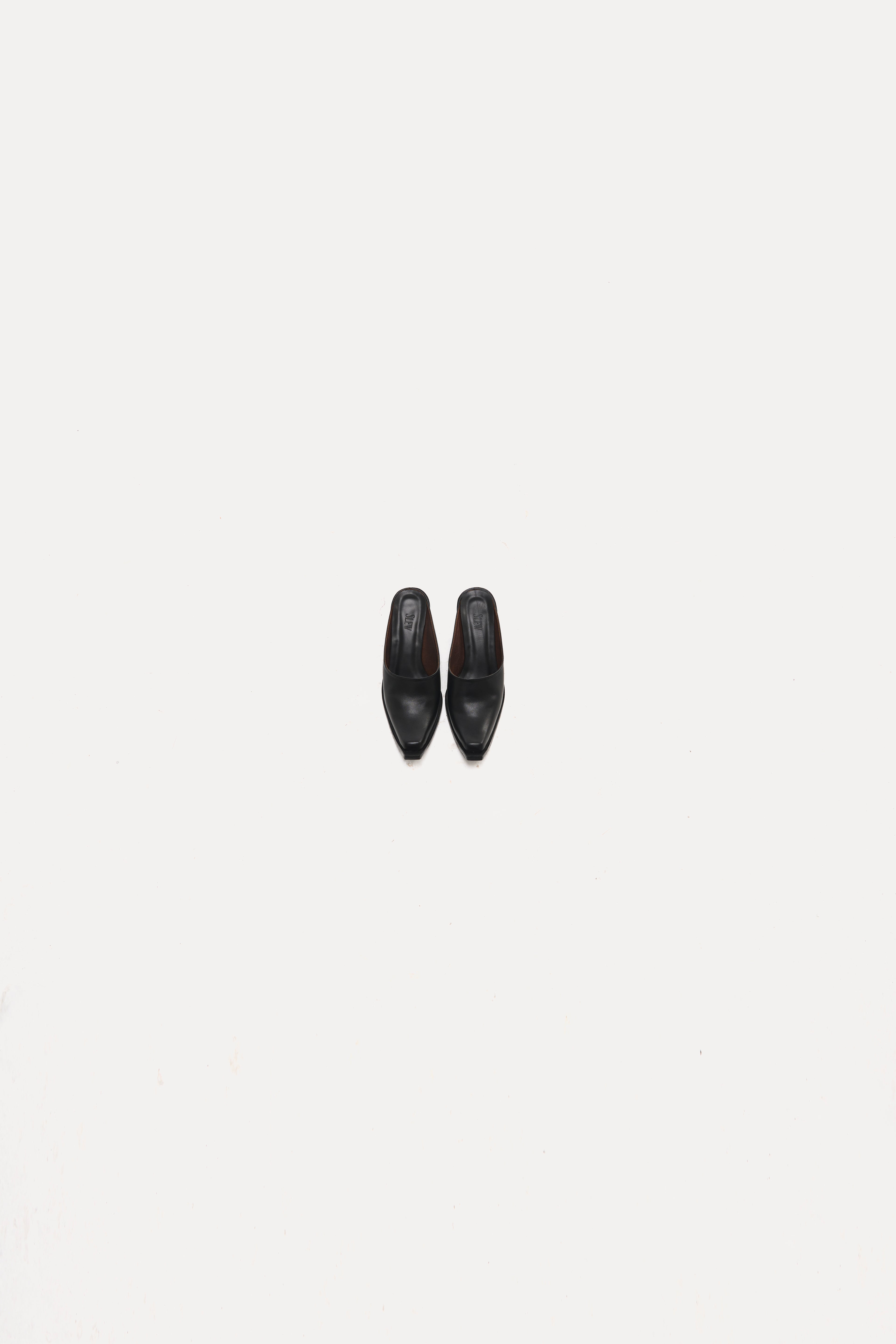 Black Leather Mule