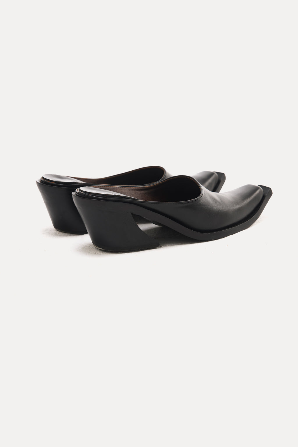 Black Leather Mule