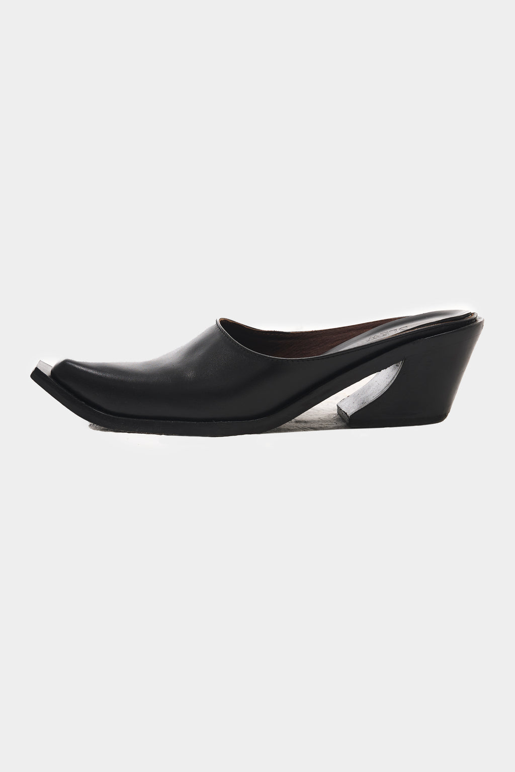 Black Leather Mule