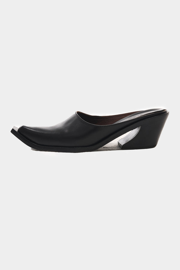Black Leather Mule