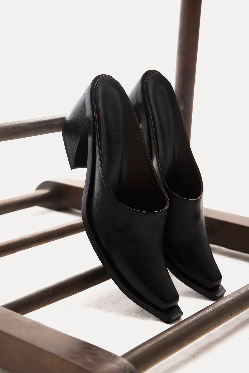 Black Leather Mule